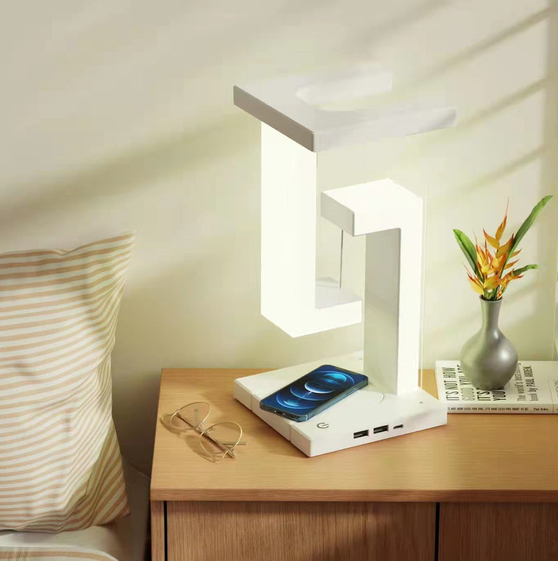 LevitateGlow  Lámpara de Mesa con Carga Inalámbrica