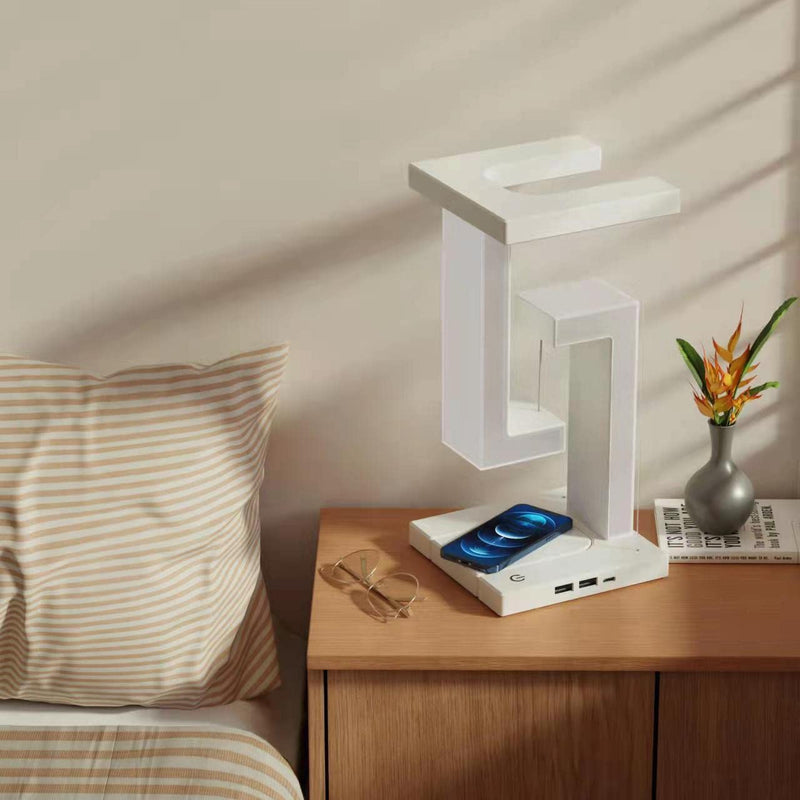LevitateGlow  Lámpara de Mesa con Carga Inalámbrica