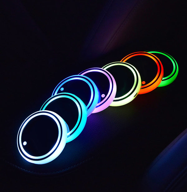 GlowGuard Posavasos LED Colorido con Carga Solar y USB
